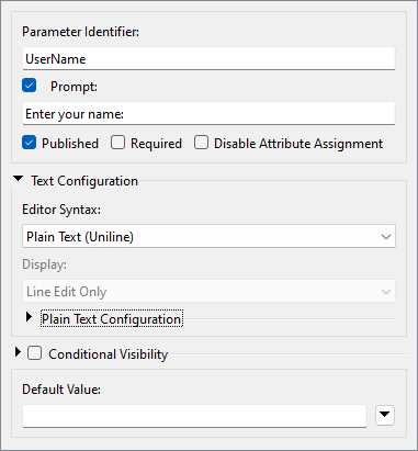 Configuring a user name user parameter